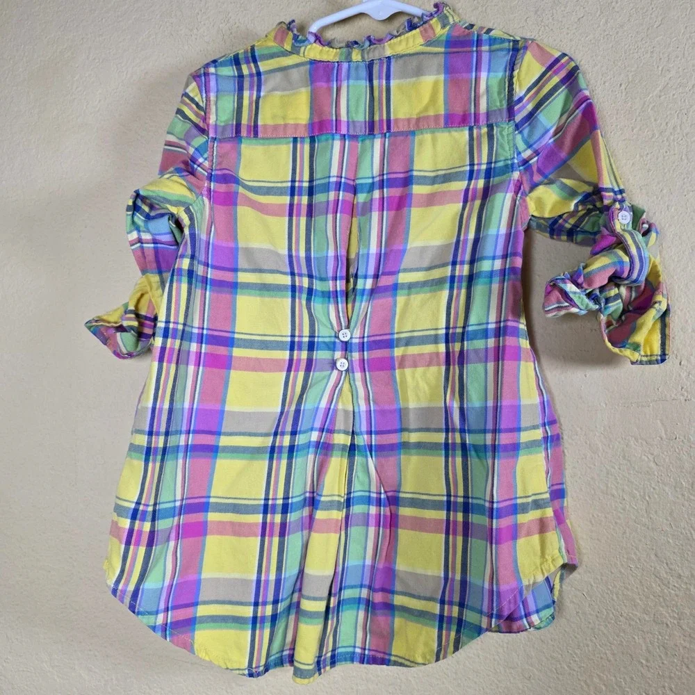 Ralph Lauren Kids Girls Plaid Tunic Shirt Dress Yellow‎ Pink Blue Size 4T